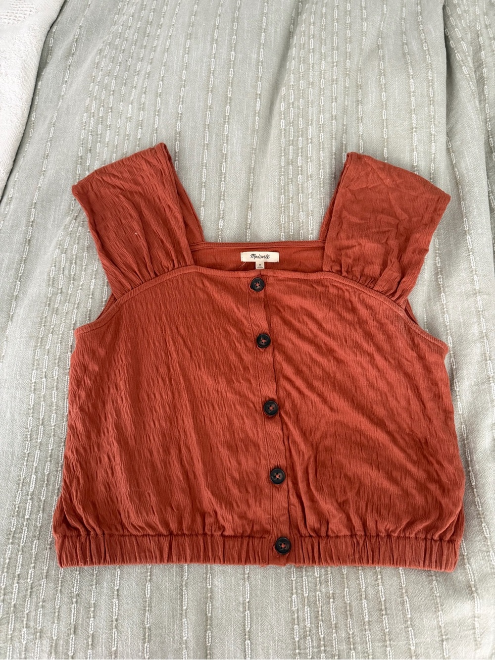 Madewell crinkle knot button front top